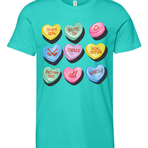 Candy Hockey Hearts Youth Tee
