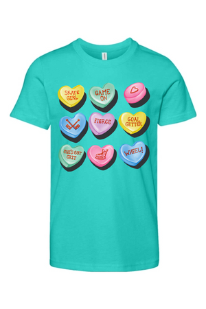 Candy Hockey Hearts Youth Tee