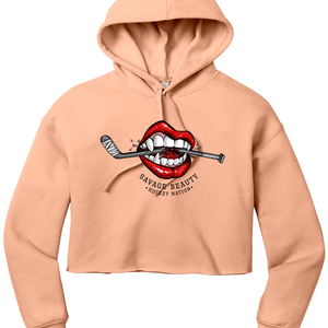 Warning - Will Bite Cropped Fleece Hoodie