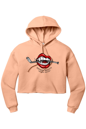 Warning - Will Bite Cropped Fleece Hoodie