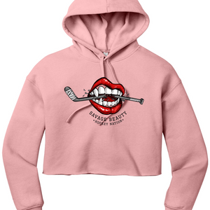 Warning - Will Bite Cropped Fleece Hoodie