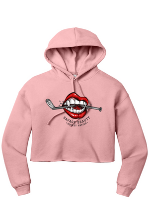 Warning - Will Bite Cropped Fleece Hoodie