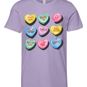 Candy Hockey Hearts Youth Tee
