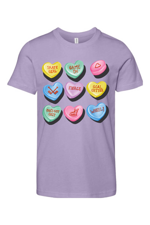 Candy Hockey Hearts Youth Tee