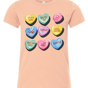 Candy Hockey Hearts Youth Tee