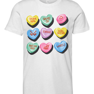 Candy Hockey Hearts Youth Tee