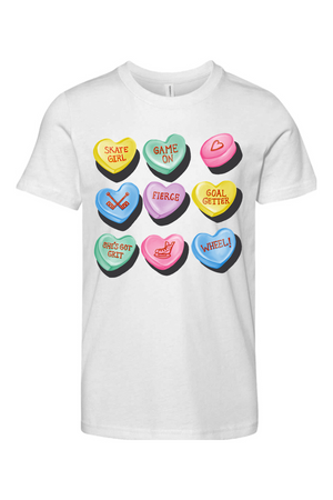 Candy Hockey Hearts Youth Tee