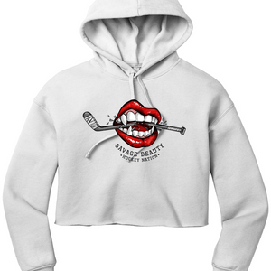 Warning - Will Bite Cropped Fleece Hoodie