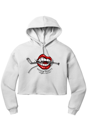 Warning - Will Bite Cropped Fleece Hoodie