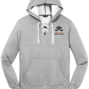 Warning - Will Bite Lace Up Pullover Hooded Sweatshirt