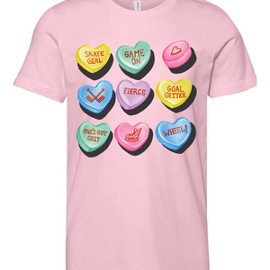 Candy Hockey Hearts Youth Tee