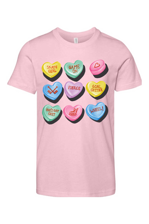 Candy Hockey Hearts Youth Tee