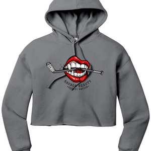 Warning - Will Bite Fleece Cropped Fleece Hoodie