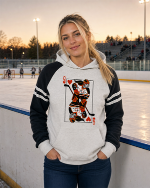 Queen of Hearts Raglan Hooded Sweatshirt